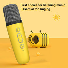 Load image into Gallery viewer, Karaoke Speaker with Wireless Microphone,Cute Bee Design,Mini and Portable,Wireless BT Speaker ,Gift Choice,Karaoke Machine for Home Party ,Back to School Gift Audio Smartphone
