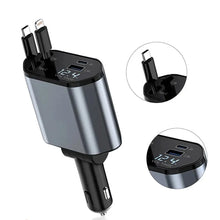 Load image into Gallery viewer, Retractable Car Charger, 4 in 1 Fast Car Phone Charger 100W, 2 Retractable Cables and USB Car Charger,Compatible with Iphone
