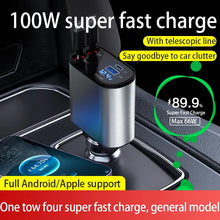 Load image into Gallery viewer, Retractable Car Charger, 4 in 1 Fast Car Phone Charger 100W, 2 Retractable Cables and USB Car Charger,Compatible with Iphone
