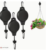 Load image into Gallery viewer, 3-Pack Heavy Duty Retractable Plant Hangers – Adjustable Pulley Hooks for Indoor &amp; Outdoor Hanging Plants!
