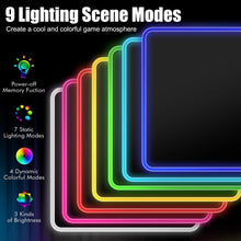 Load image into Gallery viewer, RGB Large Gaming Mouse Pad,  Extended Thick LED Keyboard Pad with 9 Lighting Modes, Anti-Slip Waterproof Oversized Computer Mouse Pad Mat, Xl/9.8X11.8Inch, Black
