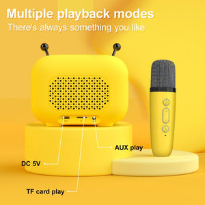 Karaoke Speaker with Wireless Microphone,Cute Bee Design,Mini and Portable,Wireless BT Speaker ,Gift Choice,Karaoke Machine for Home Party ,Back to School Gift Audio Smartphone