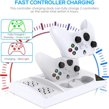 Load image into Gallery viewer, Charger Stand with Cooling Fan for Xbox Series S Console and Controller,Vertical Dual Charging Dock Accessories with 2 X 1400Mah Rechargeable Battery and Cover, Earphone Bracket for XSS
