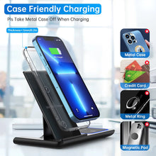 Load image into Gallery viewer, 3 in 1 Wireless Charger, 18W Fast Charger Pad Stand Charging Station Dock for Iwatch Series SE 8/7/6/5/4/3 Airpods Pro/3/2 for Iphone 15/14/13/12 /11/Pro Max/12 Mini /XR (With QC3.0 Adapter)
