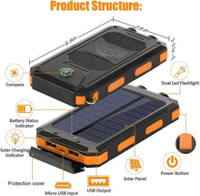 Load image into Gallery viewer, 20,000 Mah Portable External Solar Power Bank for Phone Tablet Dual USB Port
