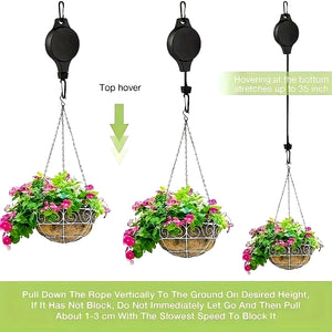 3-Pack Heavy Duty Retractable Plant Hangers – Adjustable Pulley Hooks for Indoor & Outdoor Hanging Plants!