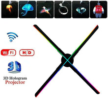 Load image into Gallery viewer, 3D Fan Hologram Projector 52Cm 4Fan Blade Wall-Mounted Wifi Led Luminous Signs Lamp 552 LED Fan Holographic Advertising Machine
