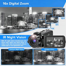 Load image into Gallery viewer, Video Camera Camcorder 2.7K for Youtube Vlogging Camera IPS 36MP Digital Camera Recorder 16X Digital Zoom Camera Recorder
