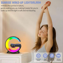 Load image into Gallery viewer, Wireless Charger Lamp Bluetooth Speaker Music Clock Alarm Key and APP Control
