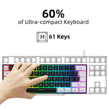 Load image into Gallery viewer, Gaming Keyboard, Quiet Computer Keyboard USB 61-Key Gaming Keypad Ergonomic Streamlined Design Keyboard
