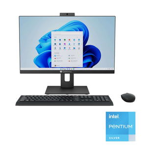 23.8" All-In-One Desktop, Fully Adjustable Stand, FHD, Intel Pentium J5040, 4GB RAM, 128GB SSD, 2MP Camera, Windows 11, Microsoft 365 Personal 1-Year Included, Mouse & Keyboard Included, Black