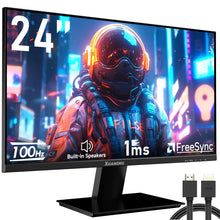 Load image into Gallery viewer, 24Inch 100Hz Gaming Monitor, FHD 1080P PC Gaming Monitor for Laptop, HDR Computer Monitor, IPS 1920*1080P LCD Monitor with Speaker, Low Blue Light, Freesync, VESA Compatible
