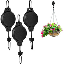 Load image into Gallery viewer, 3-Pack Heavy Duty Retractable Plant Hangers – Adjustable Pulley Hooks for Indoor &amp; Outdoor Hanging Plants!
