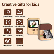 Load image into Gallery viewer, Instant Camera for Kids, Creative Christmas and Holiday Birthday Gift, Suitable for Boys and Girls Ages 6 and Up, HD Digital Camera with Dual-Lens Video Recording, Thermal Paper Instant Print Camera, Educational Toy Camera for Children
