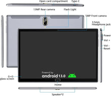 Load image into Gallery viewer, Android 13 Tablet 10 Inch Tablet with Keyboard Wireless Mouse Stylus,4G Phone Tablet,Octa Core Processor 1280X800 IPS Tablet/4Gb RAM 64GB ROM/13MP+5MP Camera Bluetooth Wifi Tablet,2024 Latest Tablet
